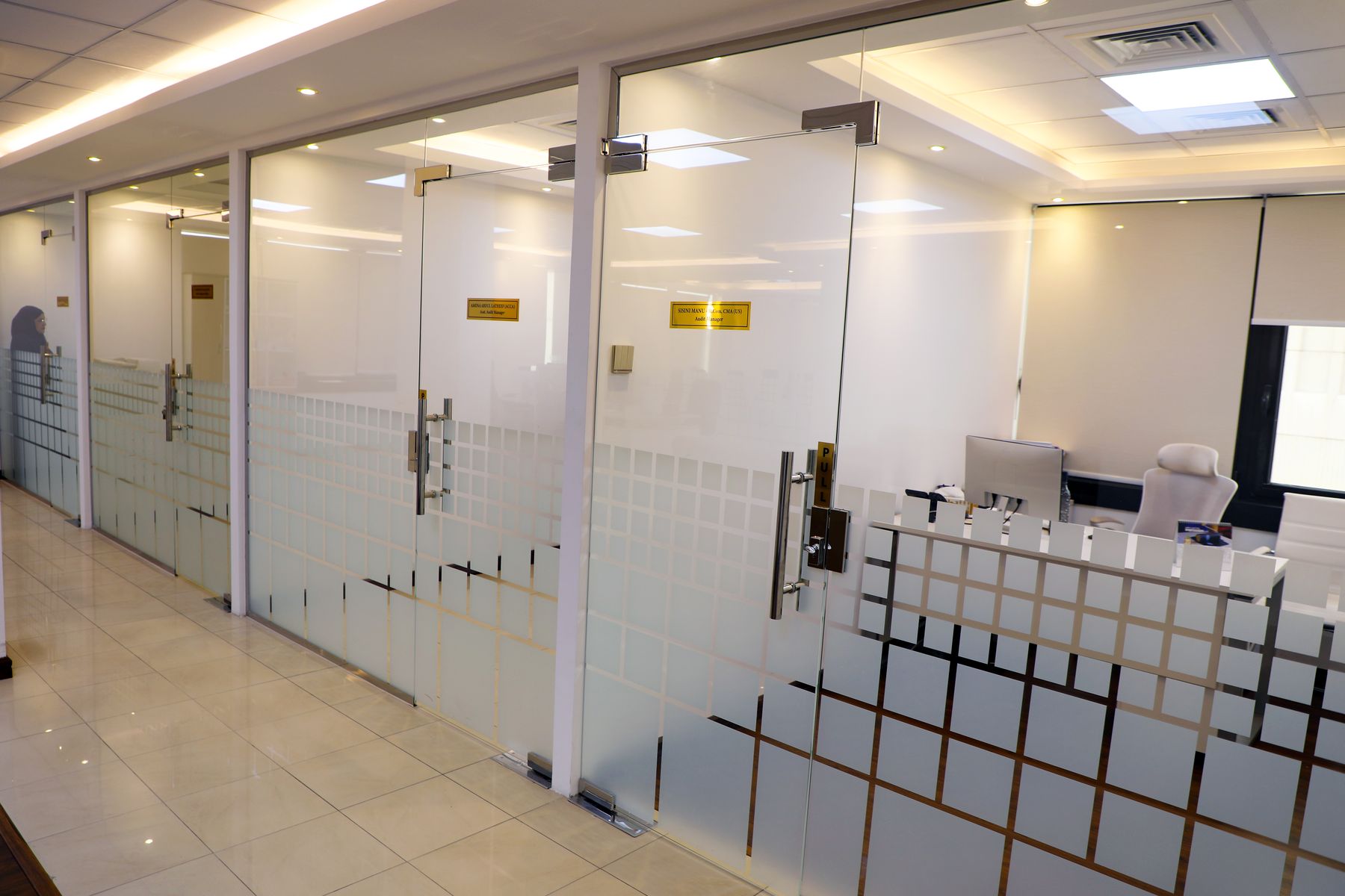 Glass-fronted office cabins